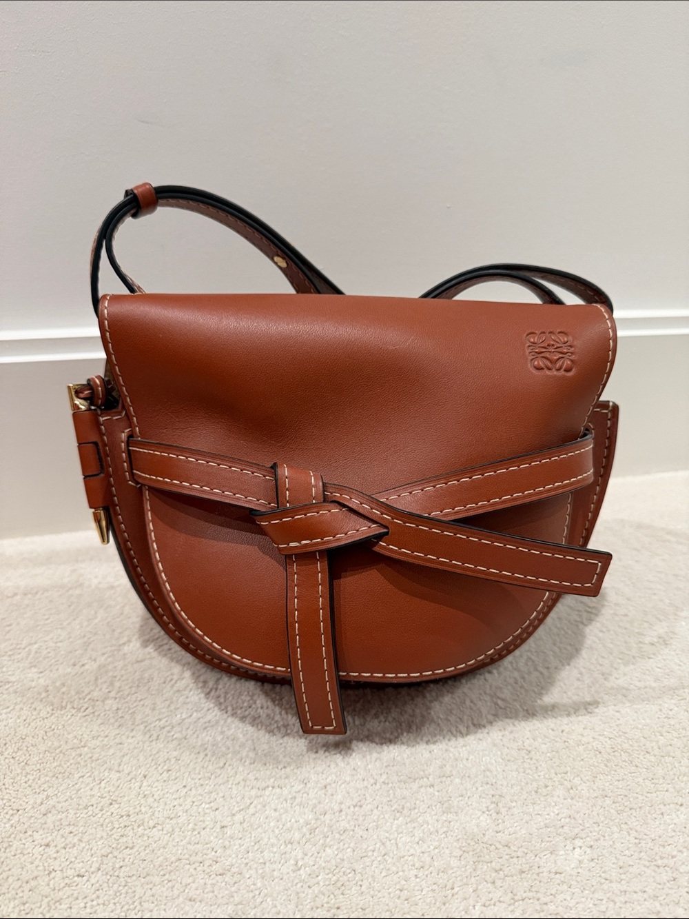 Loewe Crossbody Gate Bag in Brown Leather